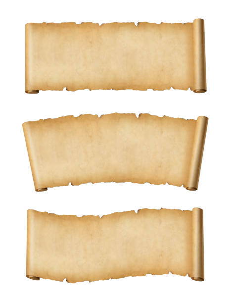 istock Old Parchment paper scroll set isolated on white. Horizontal banners 1390792703