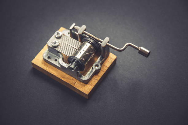 Traditional music box isolated on black stock photo