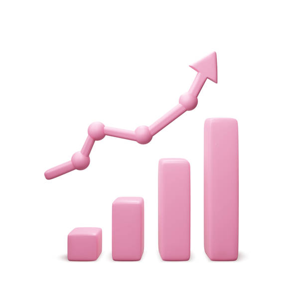 istock Concept banner chart data analics. 3d business graph in pink color. Growth progress pink arrow 1390793440