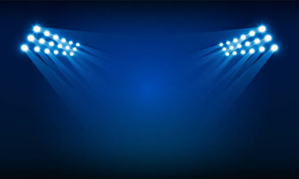 helle stadion arena lichter vektor-design - flutlicht stock-grafiken, -clipart, -cartoons und -symbole