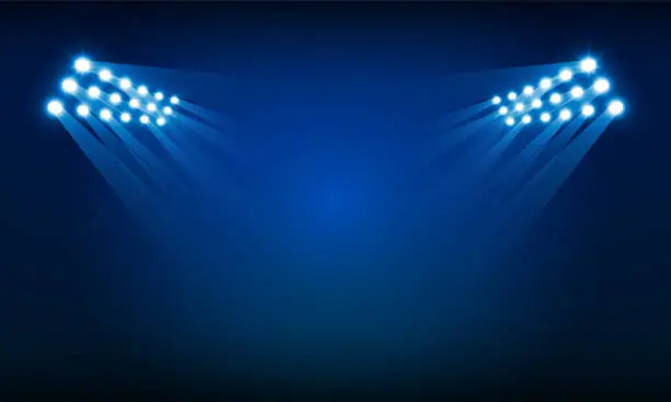 Vector illustration of Bright stadium arena lights vector design