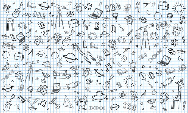 空白の白いワークシートのエクササイズブッ��クと学校のベクトル設計に戻ります。 - sketch pad点のイラスト素材／クリップアート素材／マンガ素材／アイコン素材