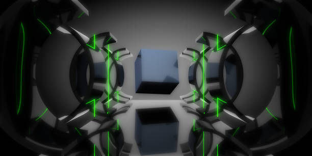 istock 3D abstract background with neon lights. neon tunnel  .space construction . .3d illustration 1390794149