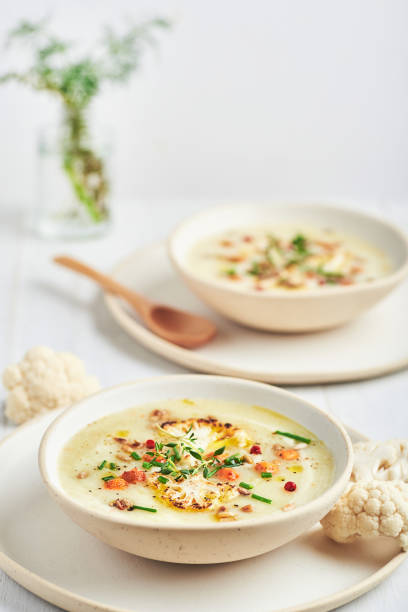 istock Vegan cauliflower soup on white background. 1390794354