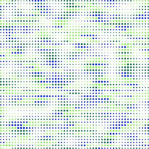 Vector illustration of Semi random dotted pattern in green blue matrix