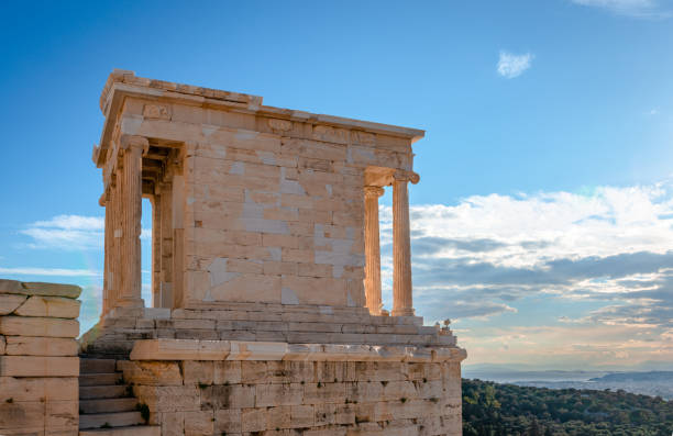 the temple of athena nike, on the acropolis of athens, greece. - nike imagens e fotografias de stock