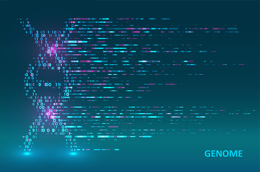 Big genomic data visualization. DNA test, genom map. Graphic concept for your design