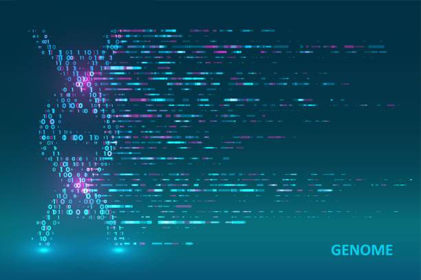 Big genomic data visualization Big genomic data visualization. DNA test, genom map. Graphic concept for your design genomics stock illustrations