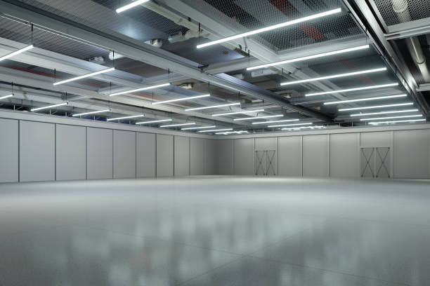 Empty hall exhibition centre.The backdrop for exhibition stands, booth,market,trade show.Conversation for activity,meeting.Arena for entertainment,event,sports.Indoor for Factory,showroom.3d render.