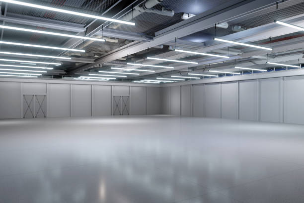 istock Empty hall exhibition centre.The backdrop for exhibition stands, booth,market,trade show.Conversation for activity,meeting.Arena for entertainment,event,sports.Indoor for Factory,showroom.3d render. 1390800519