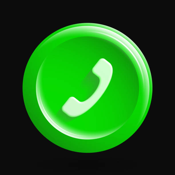 ilustraciones, imágenes clip art, dibujos animados e iconos de stock de icono de llamada verde. botón de teléfono aislado en 3d - botón de llamada