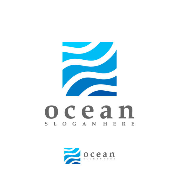 ilustraciones, imágenes clip art, dibujos animados e iconos de stock de plantilla vectorial de logotipo de ocean wave, conceptos de diseño de logotipo de creative water wave - river wave symbol sun