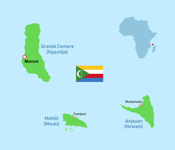 Comoros map Illustration Union of the Comoros map comoros stock illustrations