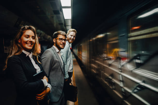 istock Business people waiting for metro in subway 1390809358
