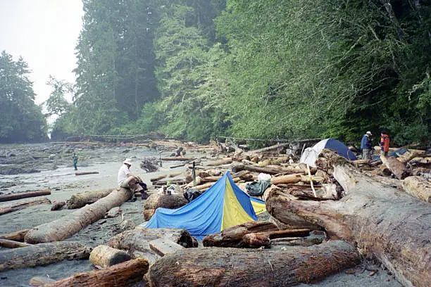 A Campsite on the beach of the West Coast Trail