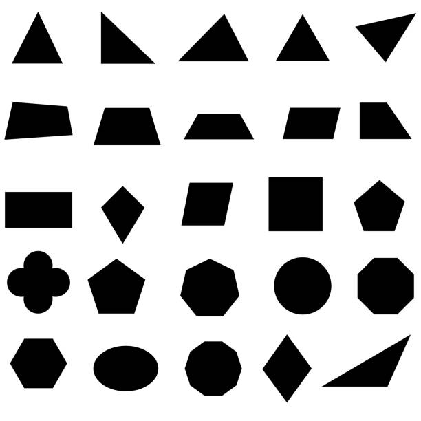 흰색 배경에 격리된 검은색 기하학적 모양 - trapezoid stock illustrations