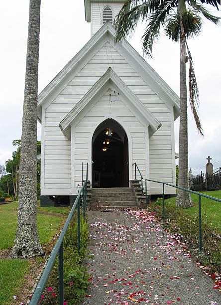 istock Flower petals leading to church 139081344