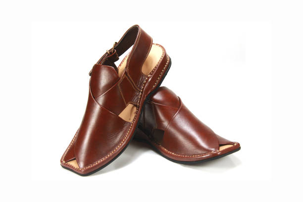 istock Peshawari brown sandal with White background 1390815770