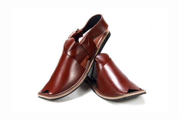 istock Peshawari brown sandal with White background 1390815946