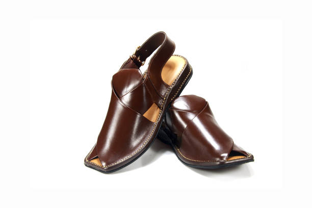 istock Peshawari brown sandal with White background 1390817196