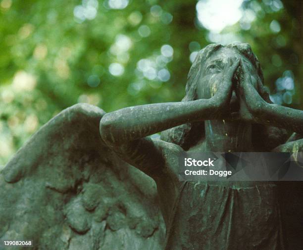 Stone Angel Tombstone Stock Photo - Download Image Now - Angel, Animal Body Part, Animal Wing