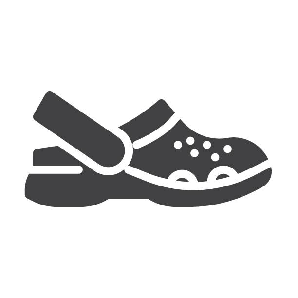 Sandals shoe vector icon Sandals shoe vector icon. filled flat sign for mobile concept and web design. Rubber slippers glyph icon. Symbol, logo illustration. Vector graphics crocodile stock illustrations