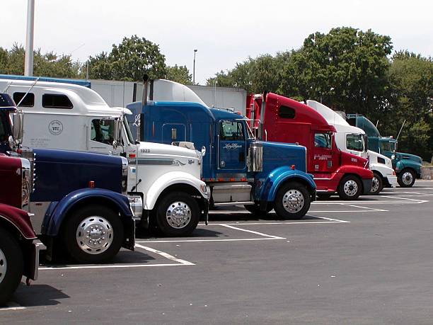 istock Colorful Trucks at Truck Stop 139082759