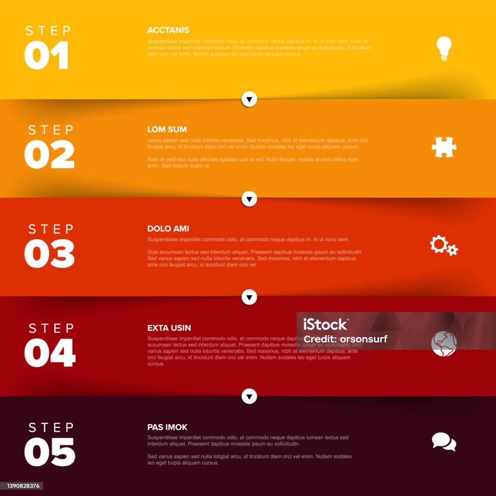 Progress Blocks Five Vector Progress Block Horizontal Steps Template Stock Illustration ...
