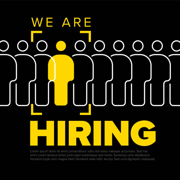 We are hiring minimalistic black flyertemplate We are hiring minimalistic black and yellow flyertemplate - looking for new members of our team hiring a new member colleages to our company organization team hiring stock illustrations