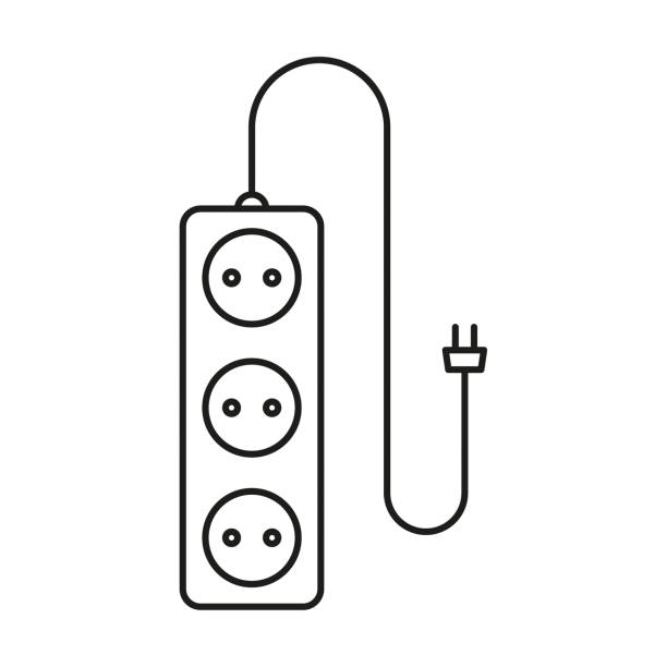 illustrations, cliparts, dessins animés et icônes de icône vectorielle de l’extension électrique - electric plug outlet electricity cable