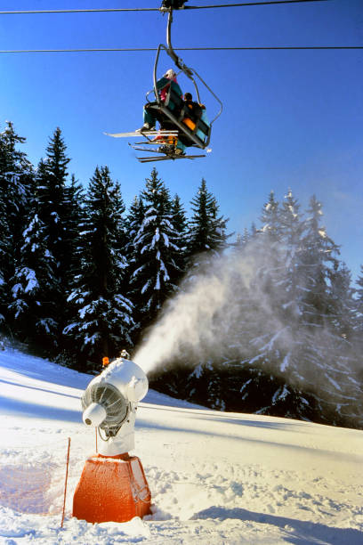 Snow cannon in ski resort in Savoie