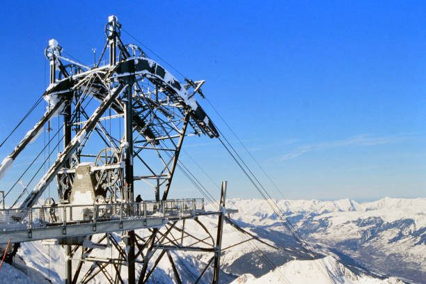 istock Snow-capped cable car mountain in Savoie 1390829763