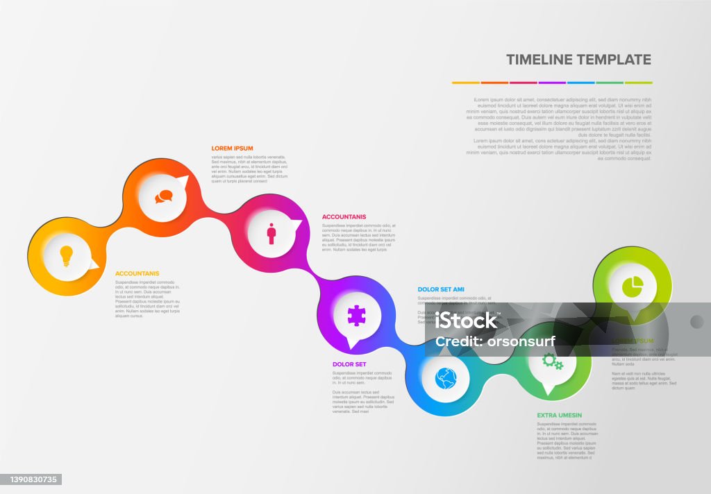 Column Timeline Infographic Milestones Timeline Template With Circles Stock ...