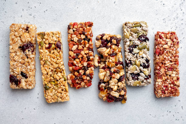 istock Energy bars - snack for healthy still life 1390832323