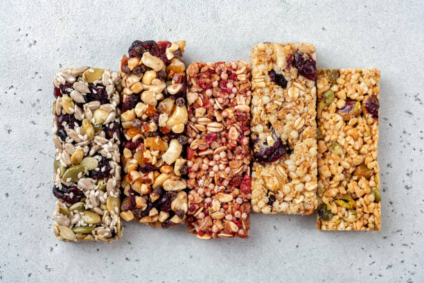 istock Energy bars - snack for healthy still life 1390832343