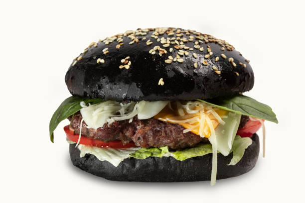 istock black burger on chalkboard with french fries 1390834026