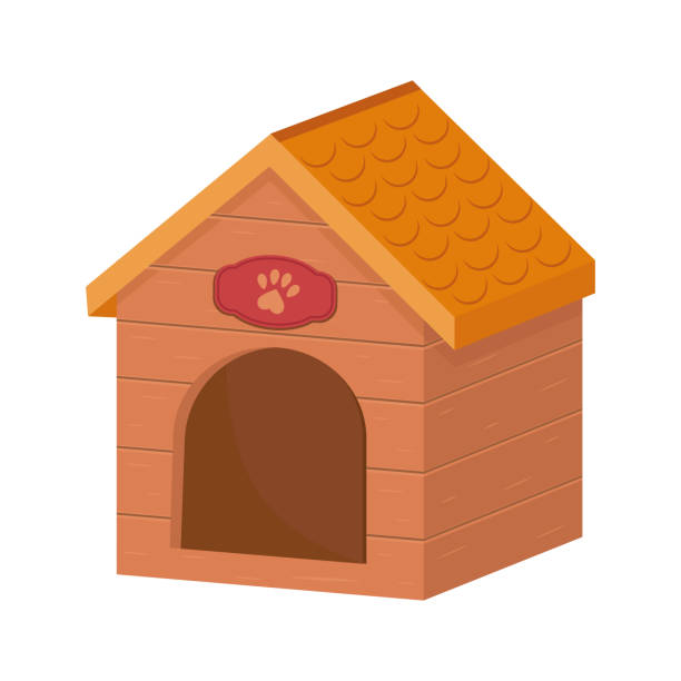 istock Wooden doghouse, color vector isolated cartoon-style illustration 1390834768