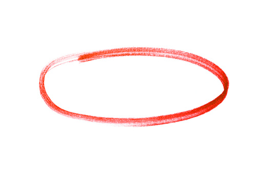 red highlighter circle on white background