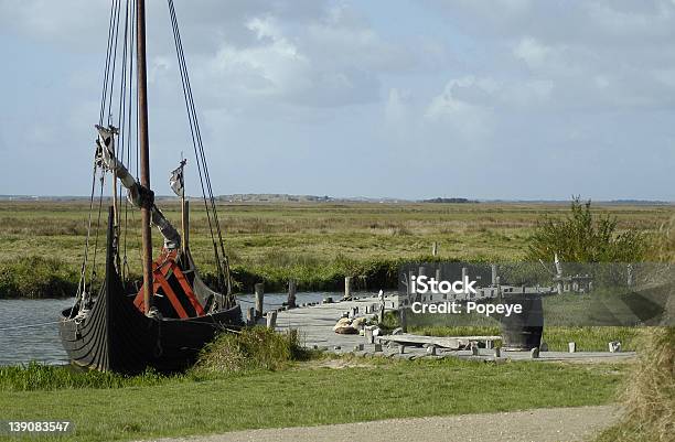 Danish Vikingship At Dock Stock Photo - Download Image Now - Horizontal, Jetty, Nautical Vessel