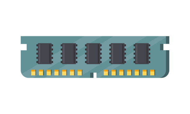 Computer random access memory isometric icon vector illustration. PC RAM access hardware component vector art illustration