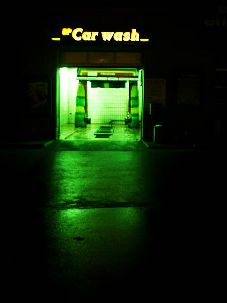 A carwash in the night. Shot from a distance. Located in Innsbruck (Austria)