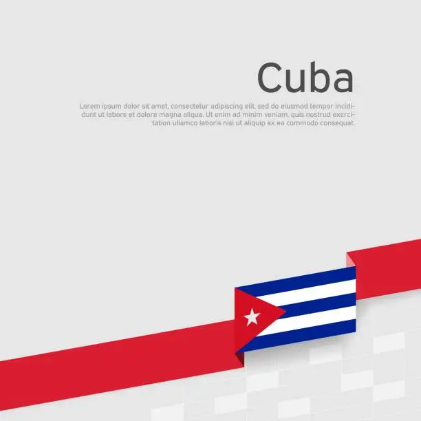 Vector illustration of Cuba flag background. State cuban patriotic banner, cover. Ribbon color flag of cuba on a white background. National poster. Vector flat design