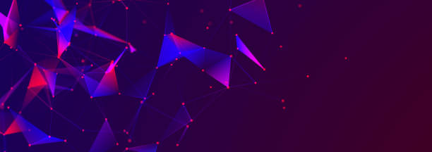 istock Structure of connected lines and dots. Wireframe polygonal elements on a dark background. Science and technology. 3d 1390836491