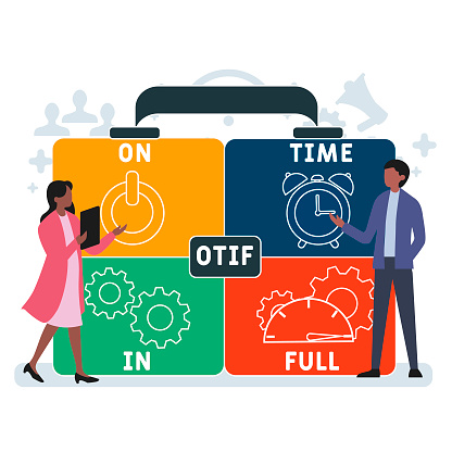 OTIF - On Time In Full acronym. business concept background.  vector illustration concept with keywords and icons. lettering illustration with icons for web banner, flyer, landing pag