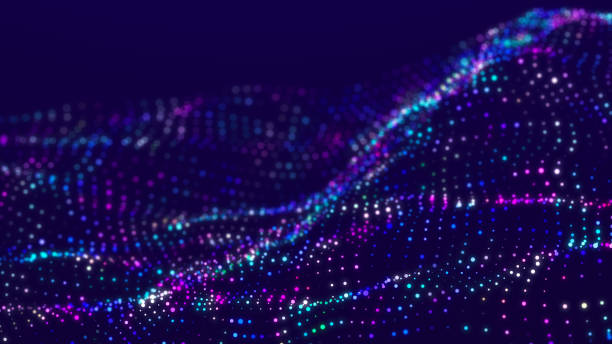 istock Sci-fi background. Digital wave with many particles. Template for festive presentation. 3d rendering 1390839656