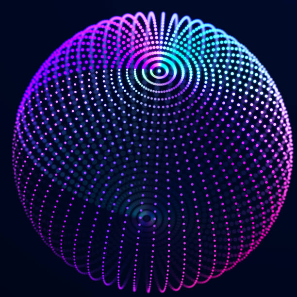 istock Abstract 3d sphere. Futuristic dots background. Colored music surface. 3d rendering. 1390839752