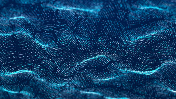 istock Sci-fi background. Digital wave with many particles. Template for festive presentation. 3d rendering 1390839805