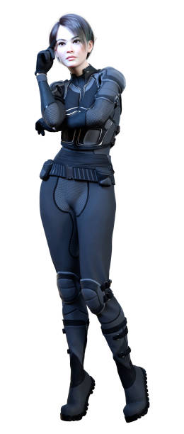 istock 3D Rendering Female Sceince Fiction Warrior on White 1390839865