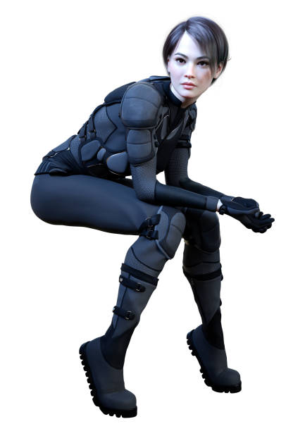 istock 3D Rendering Female Sceince Fiction Warrior on White 1390839892