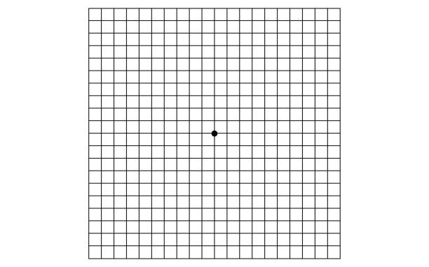 illustrazioni stock, clip art, cartoni animati e icone di tendenza di diagramma di amsler, foglio di autocontrollo per anomalie del campo visivo - motivo a griglia